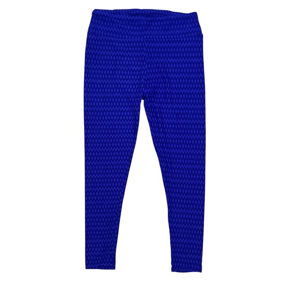 Lularoe Buttery Soft Leggings Size TC Tall & Curvy Bright Blue Zig Zag Print - Picture 2 of 4